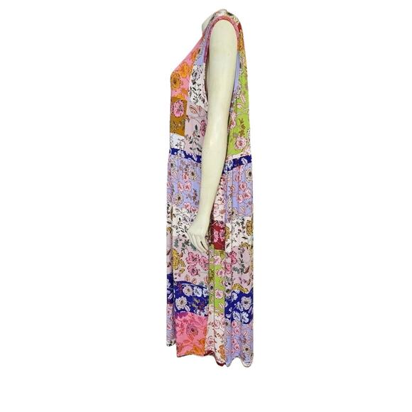 Johnny Was XS Cosmo Easy Fit Bamboo Midi Dress Stretch Cottage Floral Boho J10 - Picture 3 of 8